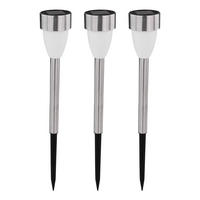 LED AUSSENLEUCHTE Edelstahl Weiß 3er Set - Silberfarben, Metall (5.5/5.5/36.5cm) - Globo Lighting
