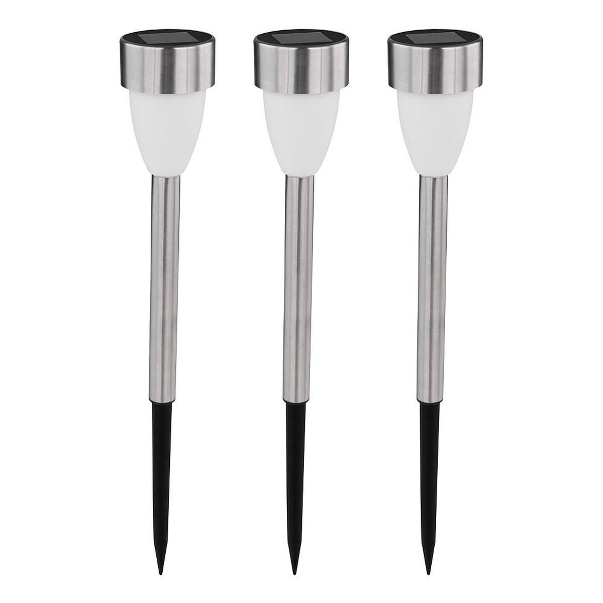 LED AUSSENLEUCHTE Edelstahl Weiß 3er Set - Silberfarben, Metall (5.5/5.5/36.5cm) - Globo Lighting