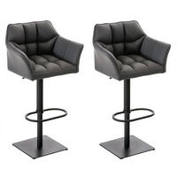 BARHOCKER 2er Set Lederlook Grau - Schwarz/Grau, Textil/Metall (64/88/45cm) - CLP