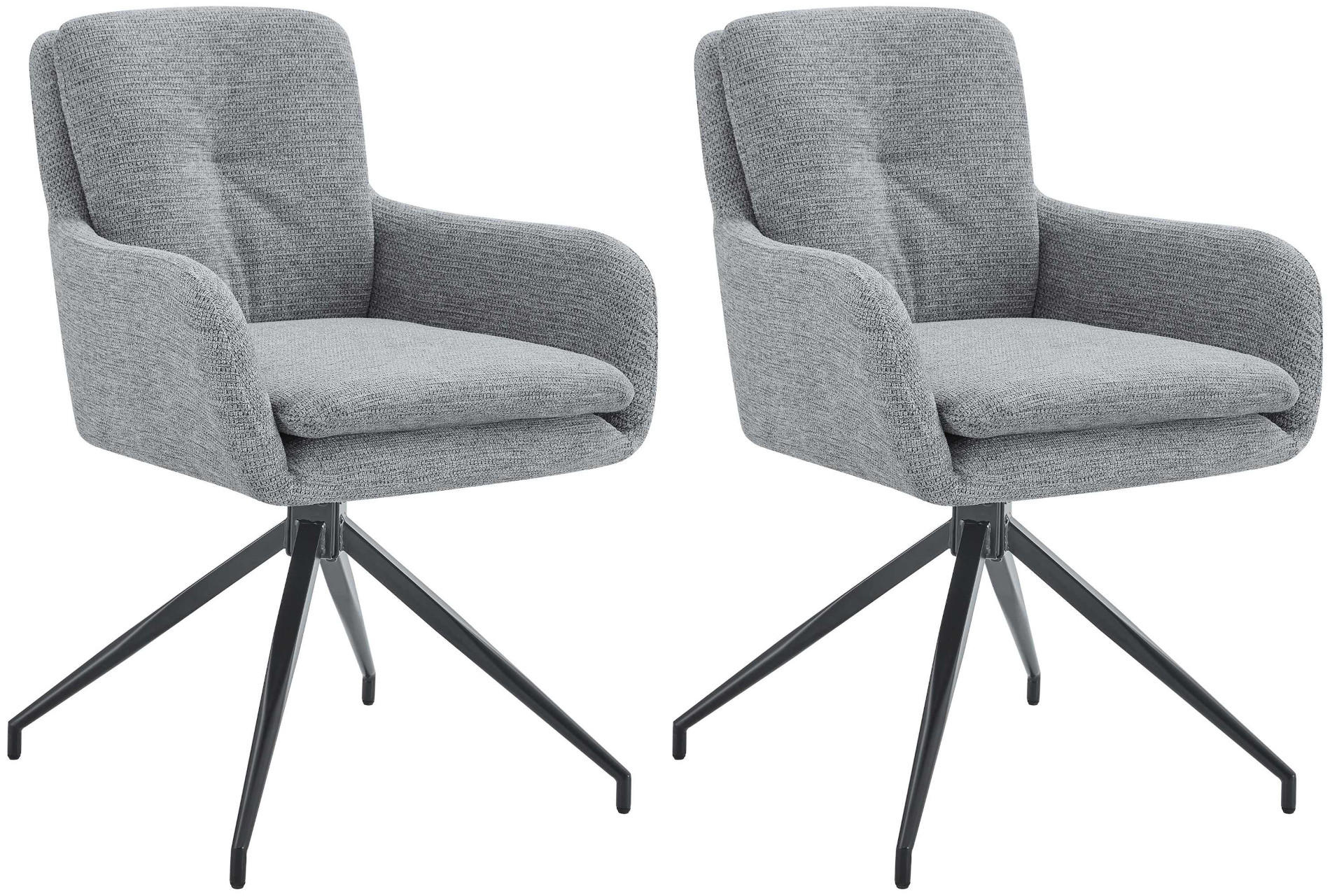 ESSZIMMERSTUHL 2er Set Halberg Stoff grau - Schwarz/Grau, Textil/Metall (58/85/63cm) - TPFLiving