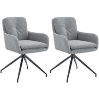 ESSZIMMERSTUHL 2er Set Halberg Stoff grau - Schwarz/Grau, Textil/Metall (58/85/63cm) - TPFLiving