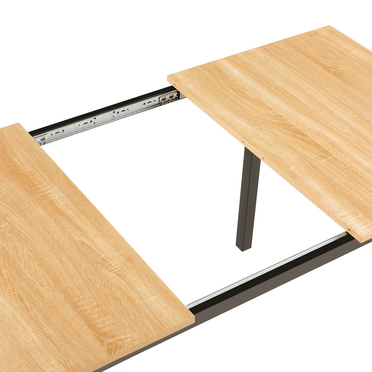 ESSTISCH, Holz - Hellbraun/Braun, Holz/Metall (80/160/75cm) - Oviala