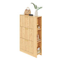 SCHUHSCHRANK 70/23,5/115 cm mit 3 Türen, offenen Seitenfächern und MDF-Korpus, Natur - Naturfarben, Holzwerkstoff (70/115/23.5cm) - Redom