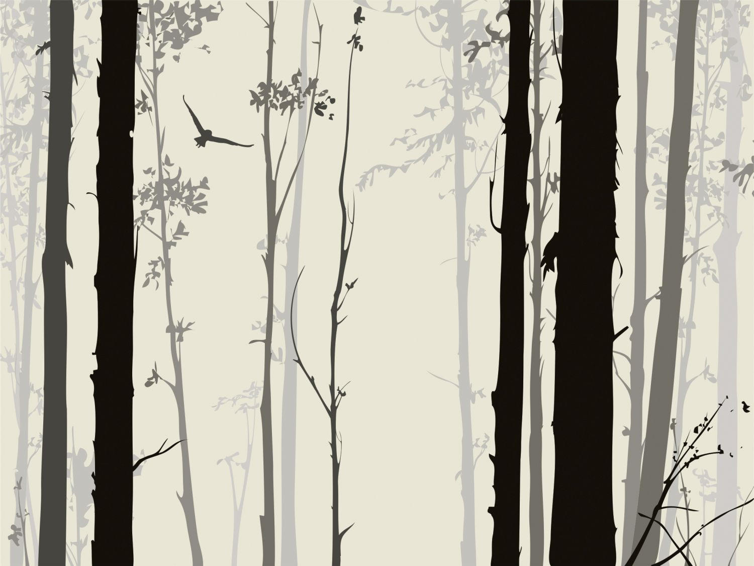 FOTOTAPETE Bäume 375 x 270 cm - Grau, Papier (375/270cm) - Sanders & Sanders