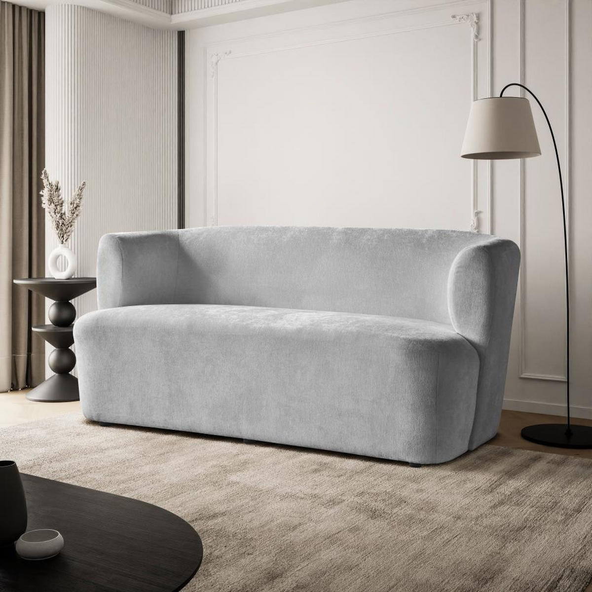 2-SITZER SOFA Nori hellgrau velour - Hellgrau/Schwarz, Kunststoff/Textil (150/68/72cm) - Beautysofa