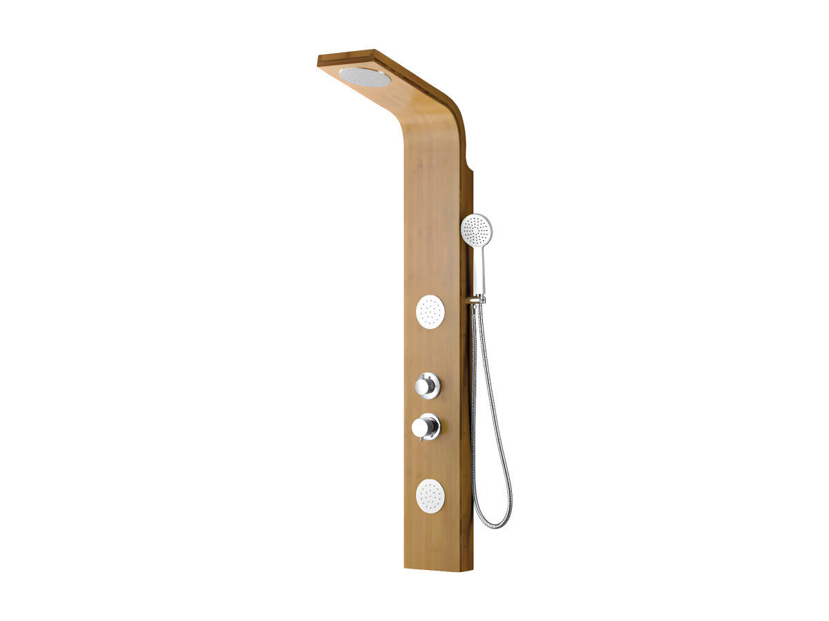 MASSAGE Duschsäule mit Regendusche - 20 x 140 cm - Bambus - TISSIA - Naturfarben, Holz (20/140/20cm) - Vente-Unique