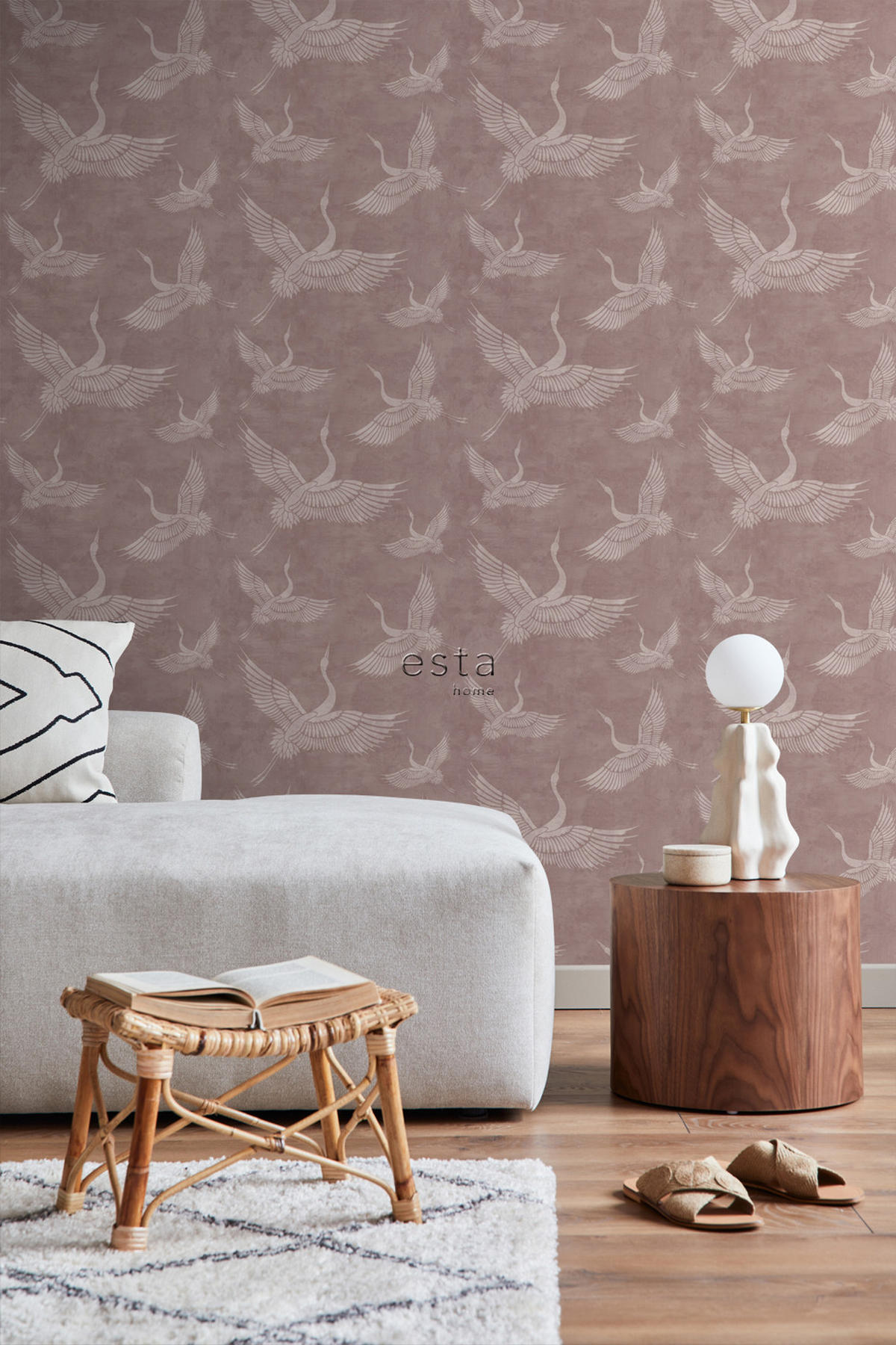 TAPETE Kraniche 50 x 900 cm - Pink, Papier (50/900cm) - ESTAhome