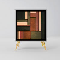 SIDEBOARD FIGURES OF NATURE, Grau, 57,5x42x75,5 cm, Goldfarbene Metallfüße - Goldfarben/Multicolor, Holzwerkstoff/Metall (57.5/75.5/42cm) - SpaceRebels