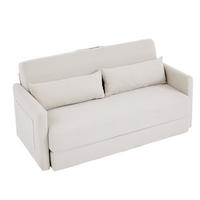 SCHLAFSOFA DE-33998 2-in-1 klappbar mit Seitentaschen Beige - Beige, Metall (92/82/165cm) - ComfortXL