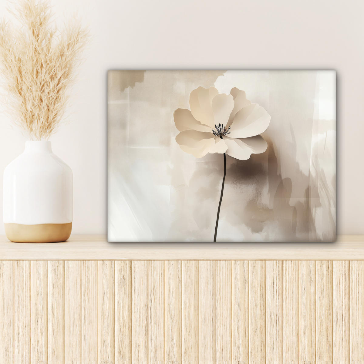 LEINWANDBILD Blume - Beige - Farbe - Schatten 40x30 cm - Creme, Textil (40/30cm) - MuchoWow