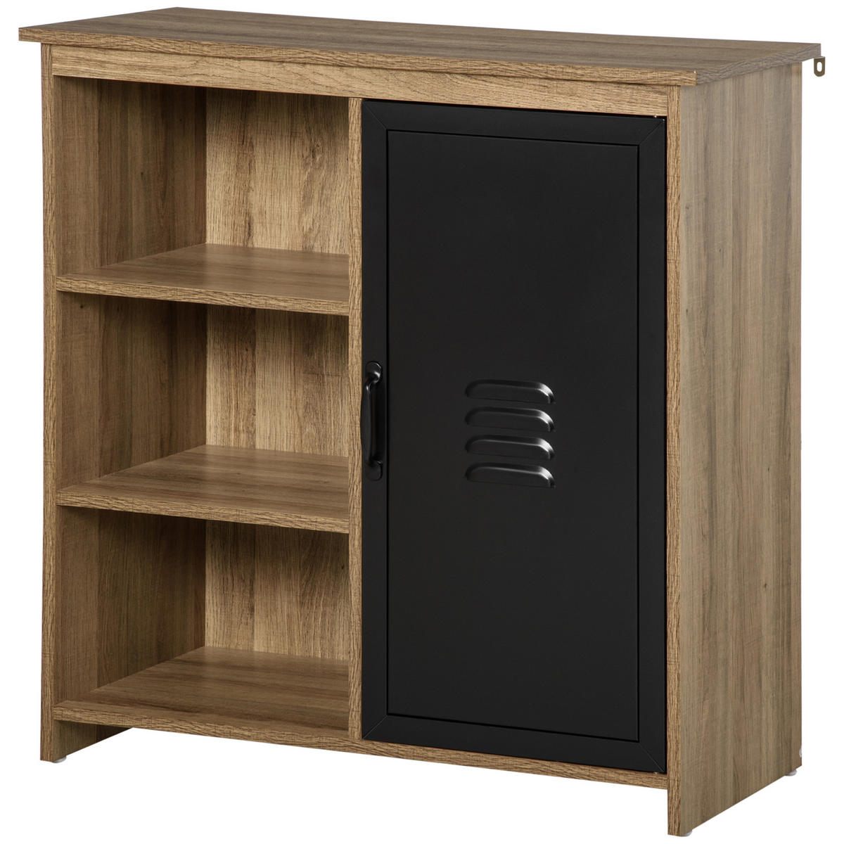 SIDEBOARD Holzfarben und Schwarz 80/35/82 cm - Schwarz, Holz (80/82/35cm) - PANGIVO