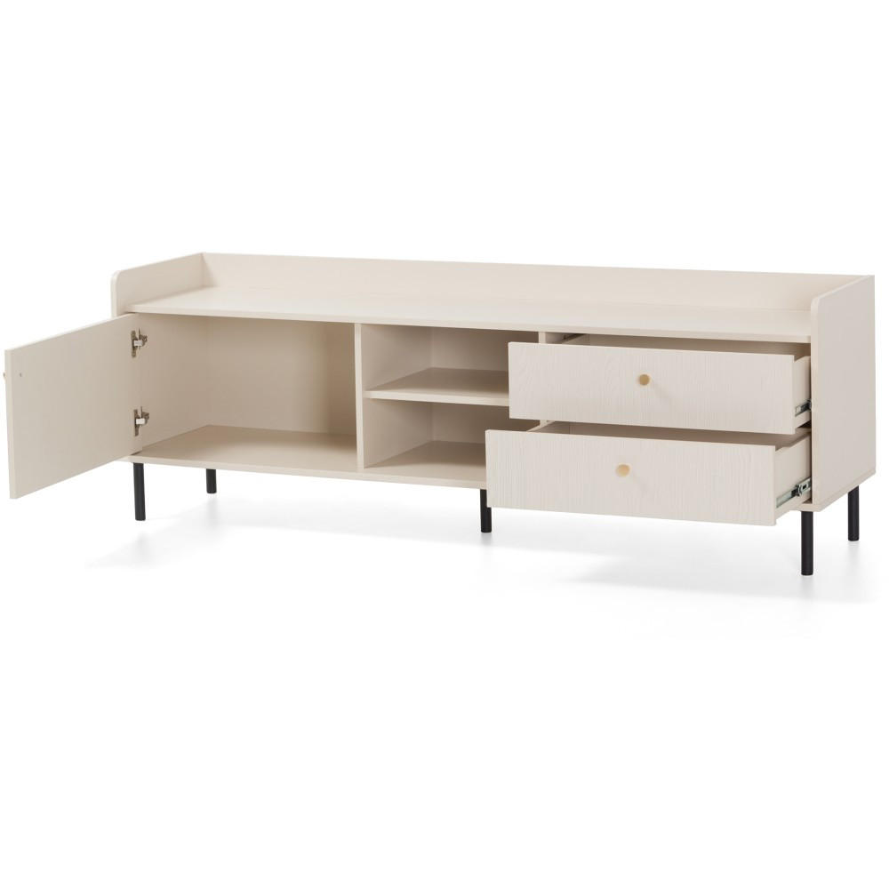 LOWBOARD Gloria mit 2 Schubalden und 1 Tür - Beige/Schwarz, Holzwerkstoff/Metall (170/59/42cm) - Beautysofa