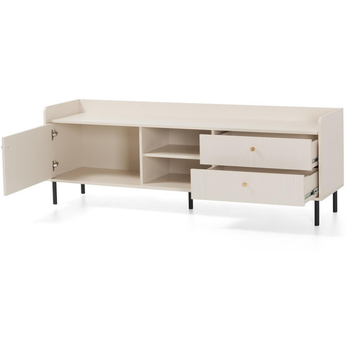 LOWBOARD Gloria mit 2 Schubalden und 1 Tür - Beige/Schwarz, Holzwerkstoff/Metall (170/59/42cm) - Beautysofa