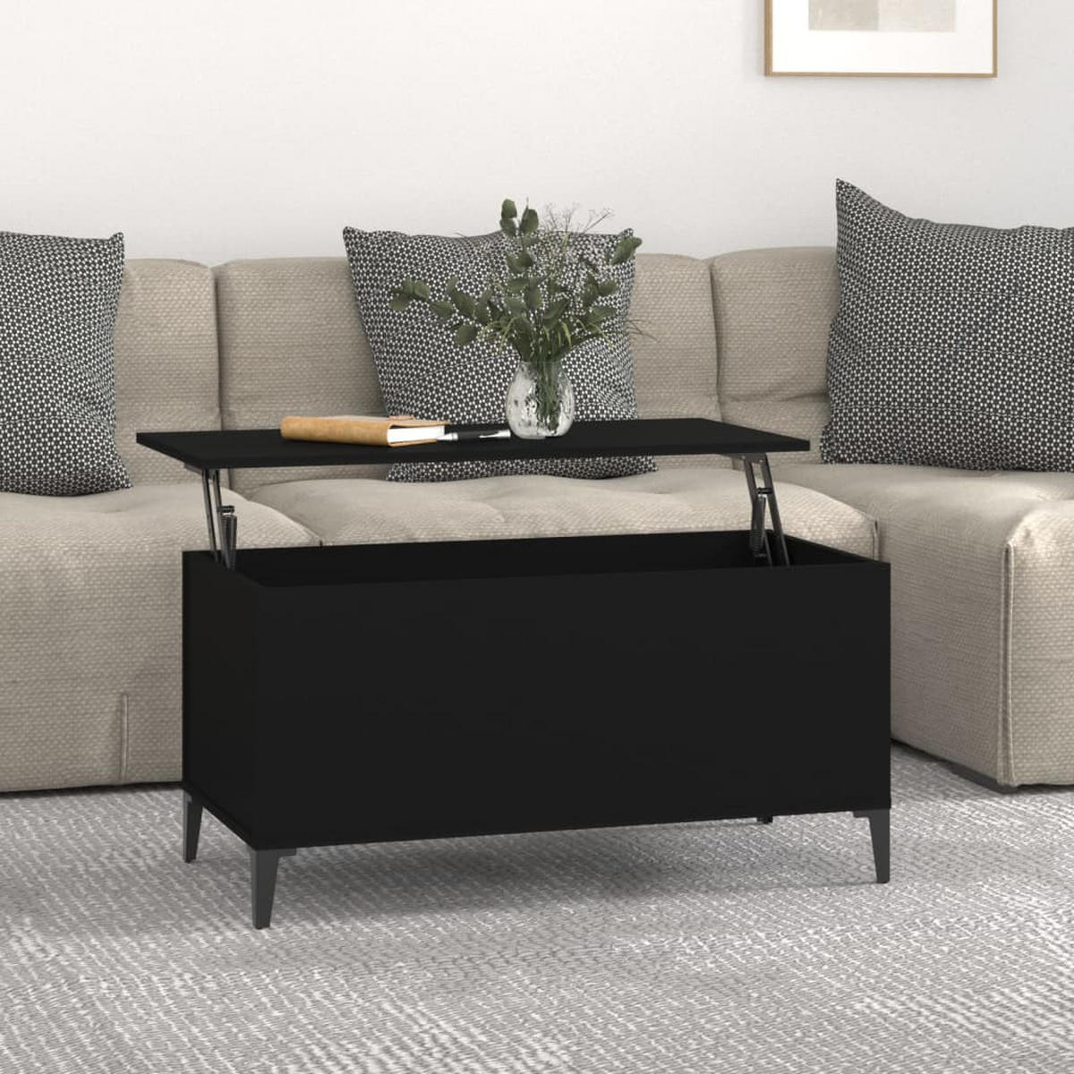 COUCHTISCH Schwarz 90x44,5x45 cm Holzwerkstoff - Schwarz, Holzwerkstoff (90/44.5/45cm) - furnicato