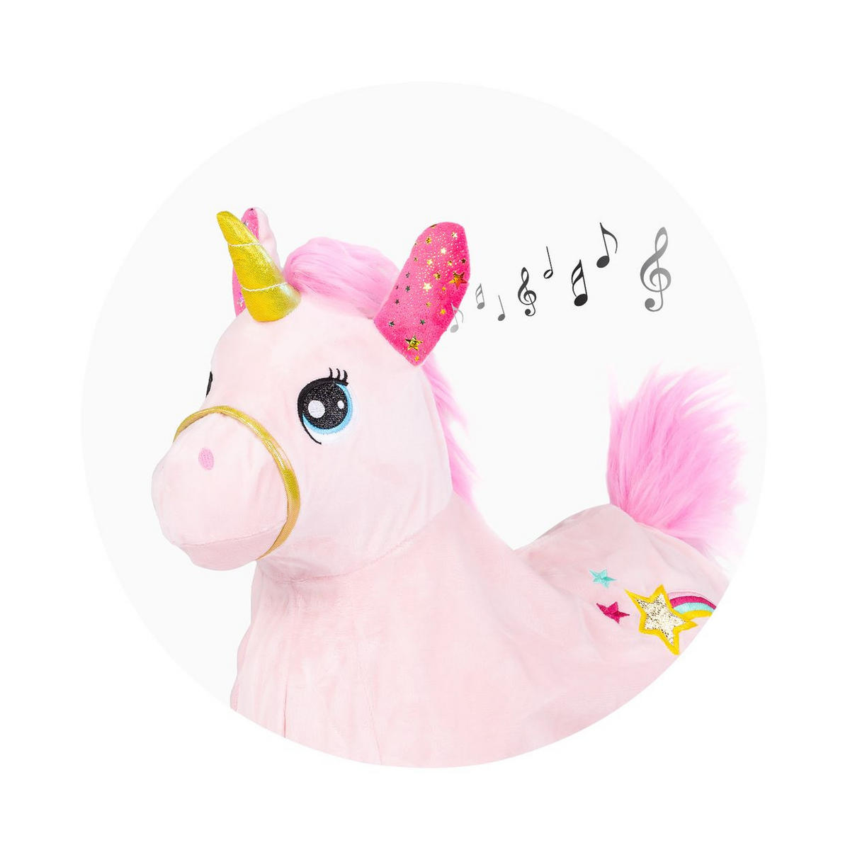 HÜPFSPIELZEUG Hüpftiere rosa Musik, Geräusche, aufblasbar, Plüschbezug, ab 12 Monate, bis 50 kg - Rosa, Textil (27/57/50cm) - Chipolino