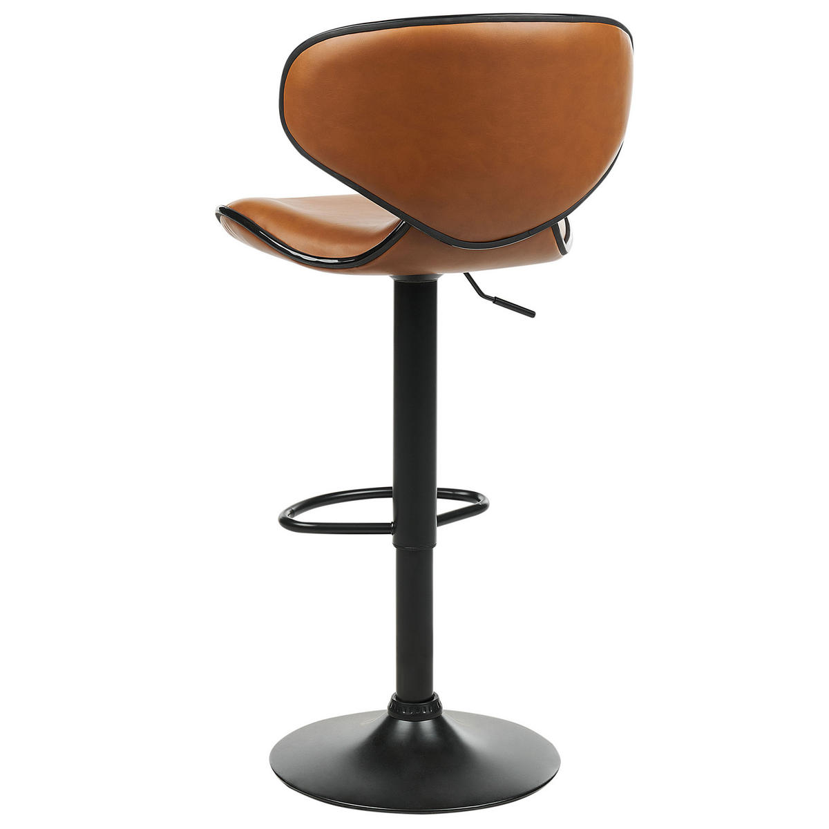 BARHOCKER 2er-Set Kunstleder goldbraun/schwarz höhenverstellbar Conway - Schwarz/Braun, Kunststoff (46/109/50cm) - Beliani
