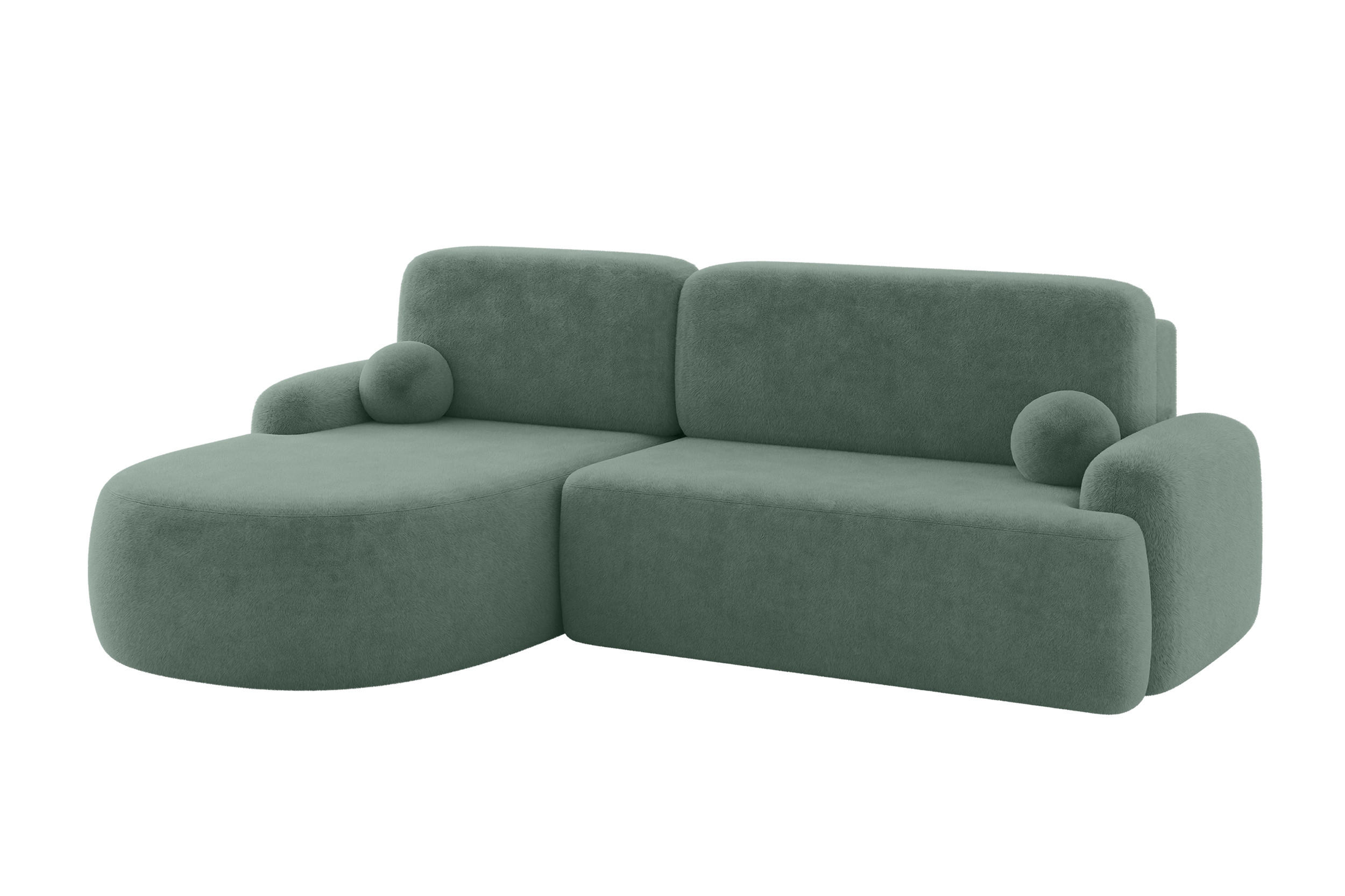 ECKSOFA mit Schlaffunktion und Bettkasten LIRA-L - 264x172x89 Salbeigrün - Mintgrün, Holzwerkstoff/Textil (264/172cm) - ALTDECOR