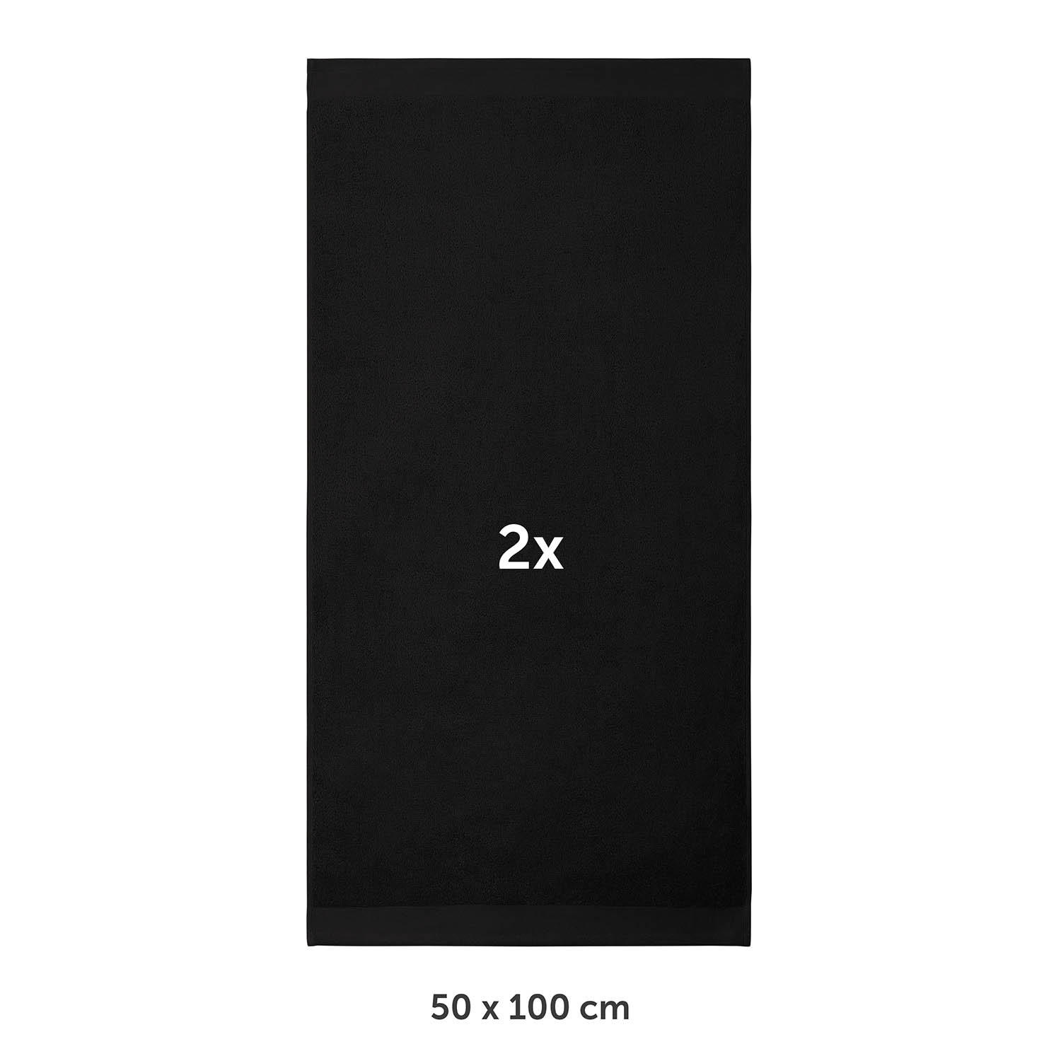 HANDTUCH 2er-Set, 2x Handtuch 50/100 cm, Schwarz - Schwarz, Textil (50/100cm) - Blumtal