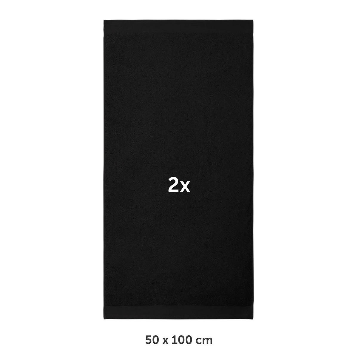HANDTUCH 2er-Set, 2x Handtuch 50/100 cm, Schwarz - Schwarz, Textil (50/100cm) - Blumtal