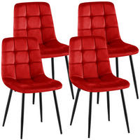 STUHL 4 Samt Rot - Rot/Schwarz, Textil/Metall (45/84/55cm) - CLP