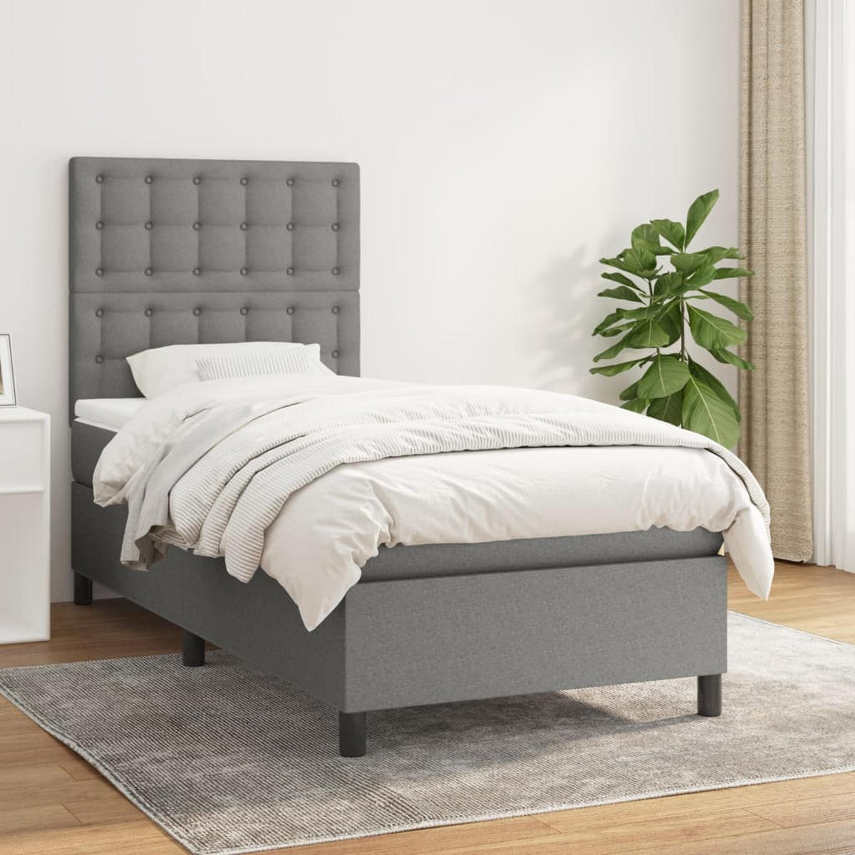 BOXSPRINGBETT 100/200 Cm Grau Gewebe - Grau, Textil (100/203cm) - vidaXL