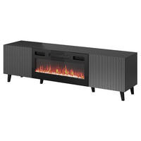 TV-ELEMENT Vamos Grey 180 mit Kamin - Anthrazit/Schwarz, Holzwerkstoff/Kunststoff (181/50/42cm) - MIRJAN24