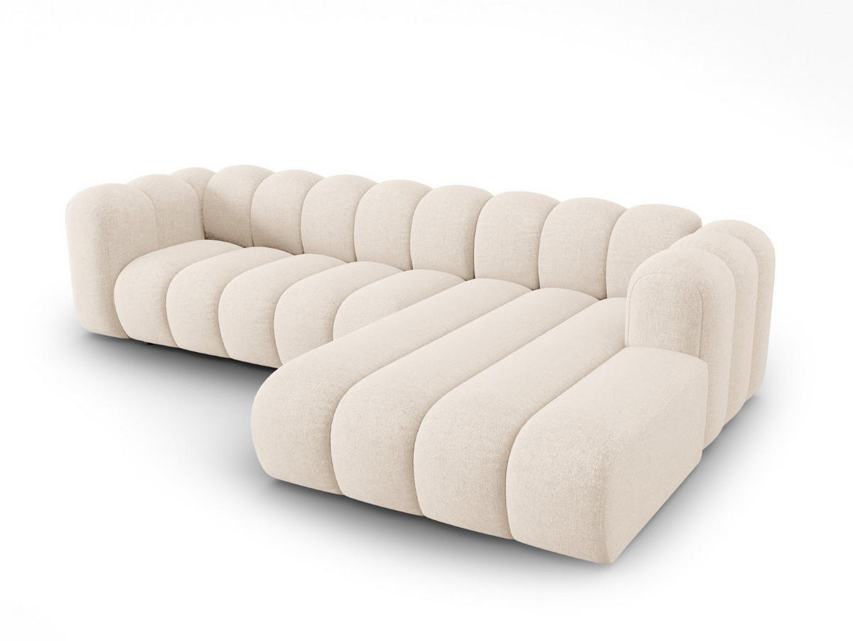 ECKSOFA modular rechts Lupine aus Chenille-Stoff leichtes beige 4 Sitzplätze - Creme, Textil (177/290cm) - Micadoni