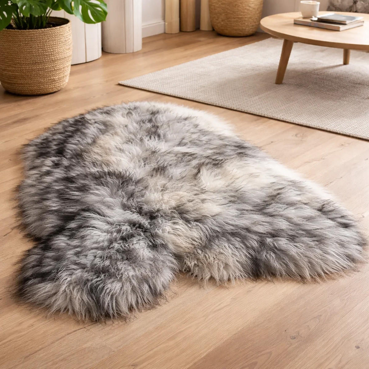 SCHAFFELL Langhaar skandinavisch weich chromfrei Schwarz geflammt ca. 135 cm - Schwarz Hochglanz, Fell (75/135cm) - Provellus