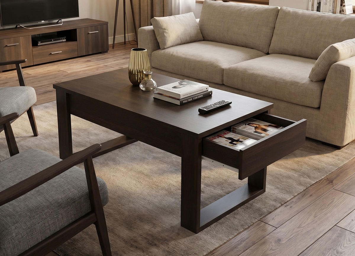COUCHTISCH Nea Nussbaum 110 / 60 / 52cm - Nussbaumfarben, Holz/Holzwerkstoff (60/110/52cm) - Feldmann-Wohnen
