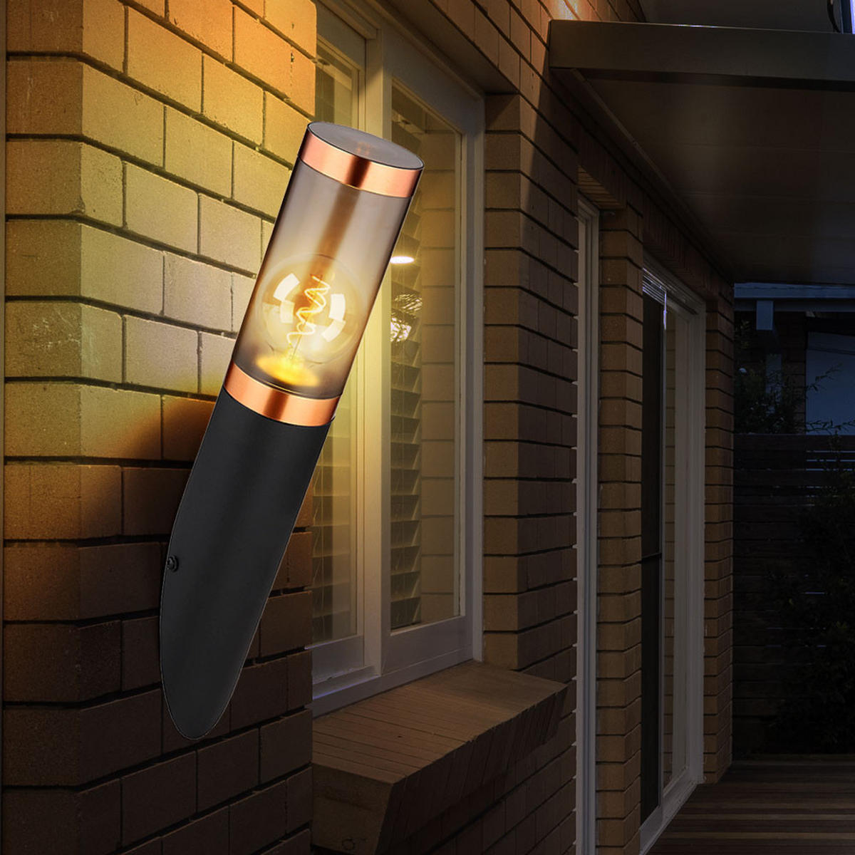 LED AUSSEN-WANDLEUCHTE Boston Schwarz Edelstahl - Schwarz, Metall (7.6/41/7.6cm) - Globo Lighting