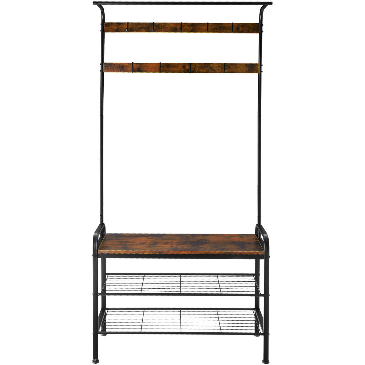 GARDEROBENSTÄNDER Alberta,inklusive Kippschutz, 85,5 x 36 x 184 cm,Industrial Holz dunkel, rustikal - Rostfarben, Textil (36/184/85.5cm) - tectake
