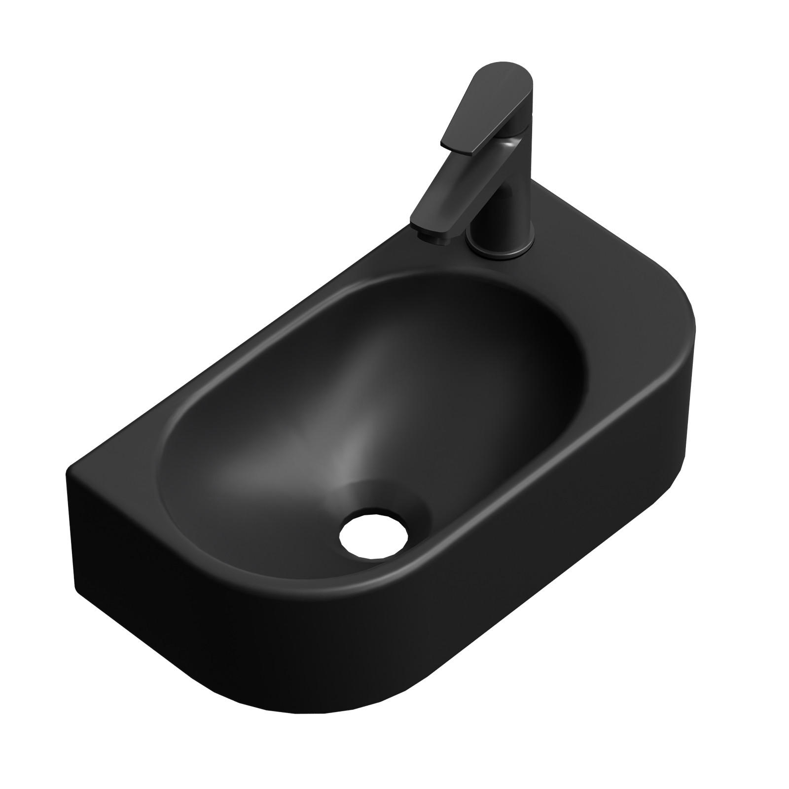TV&Auml;TTST&Auml;LL med rundade h&ouml;rn, kranh&aring;l till h&ouml;ger, mattsvart, 40/21,5 cm 12/40/21.5 cm