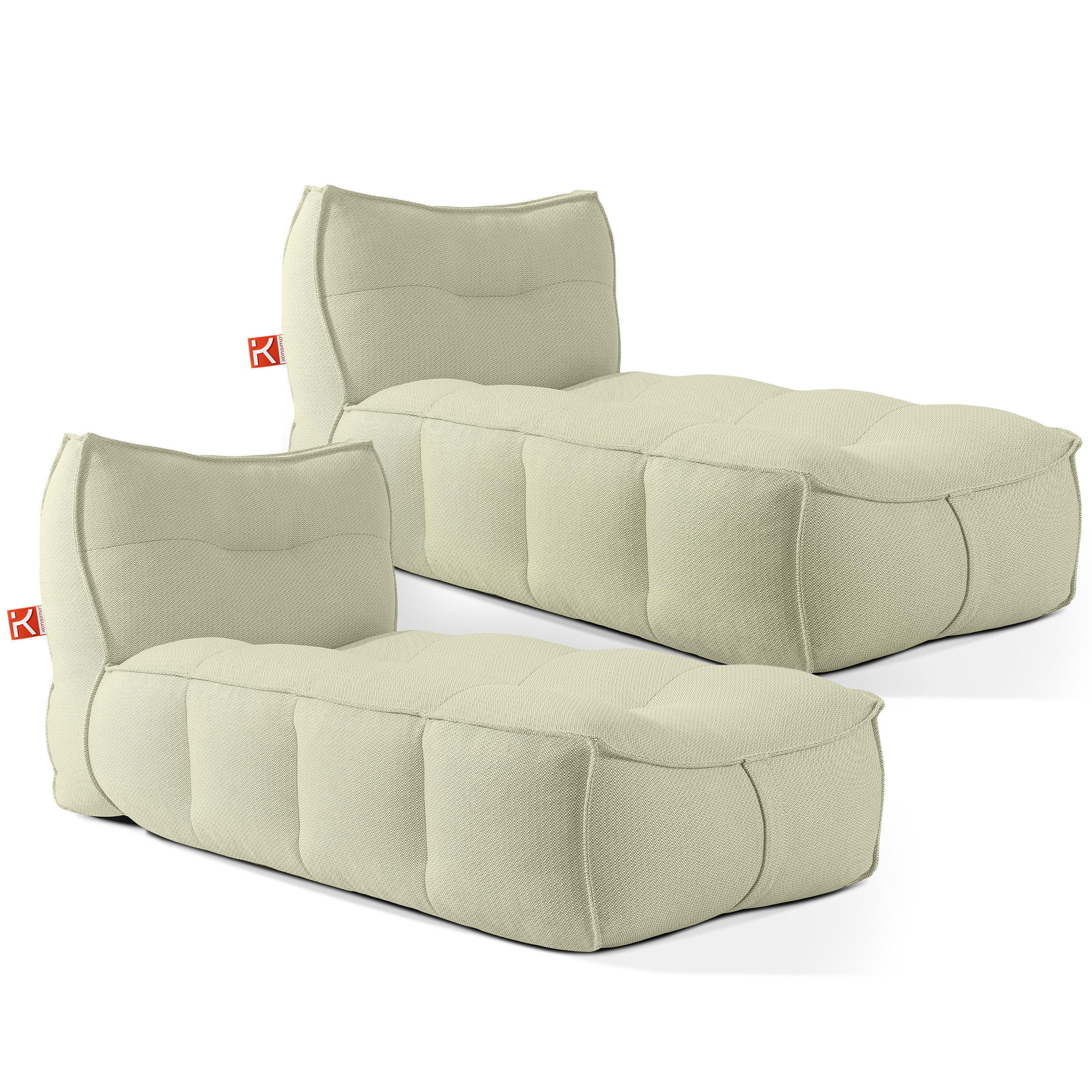 GARTENLIEGE LOVIA Sonnenliege 2-er Set, Hellgrün/Weiß - Hellgrün, Textil (90/82/174cm) - KONSIMO®