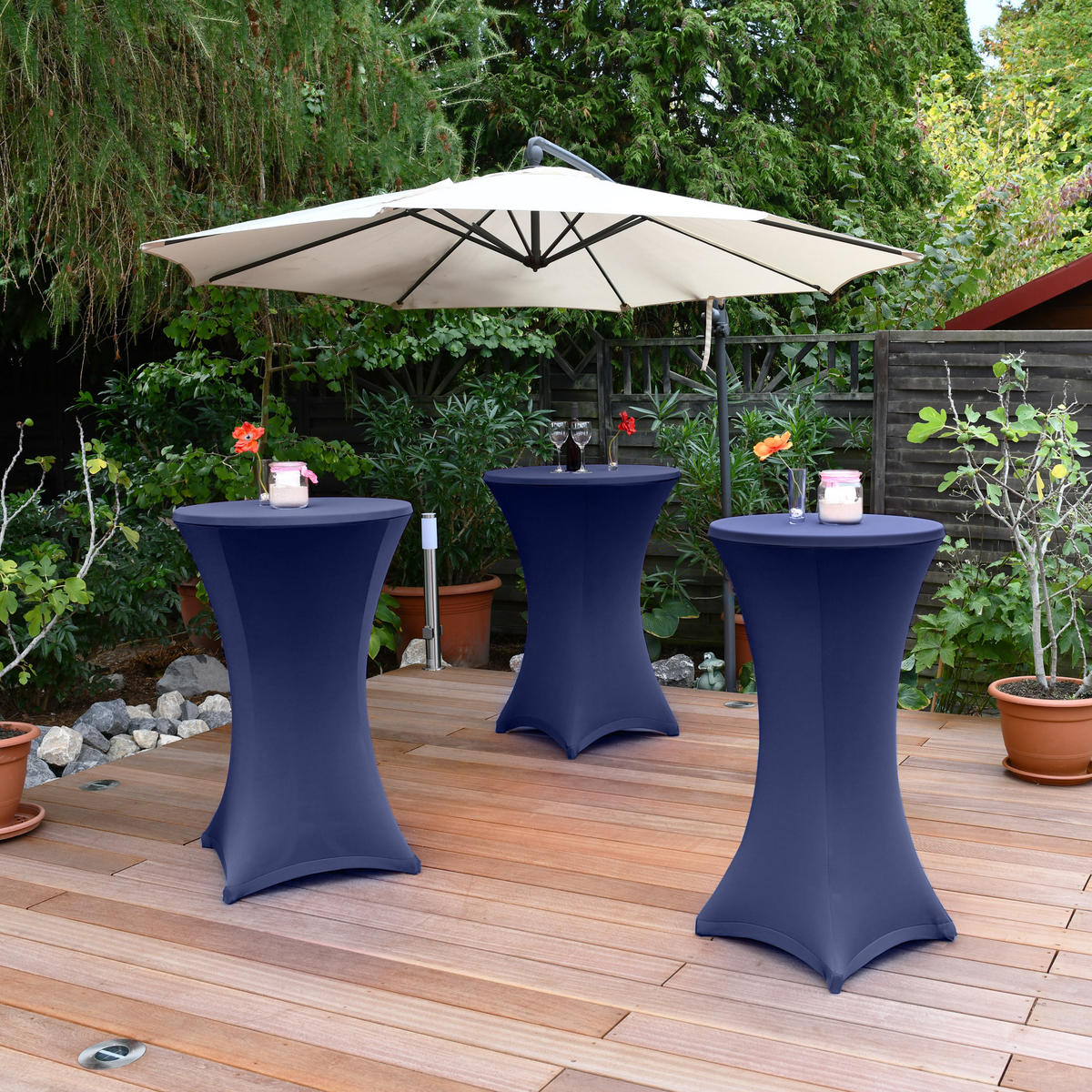 STEHTISCHHUSSE Stella Ø 70 cm Blau - Blau, Textil (70/120cm)