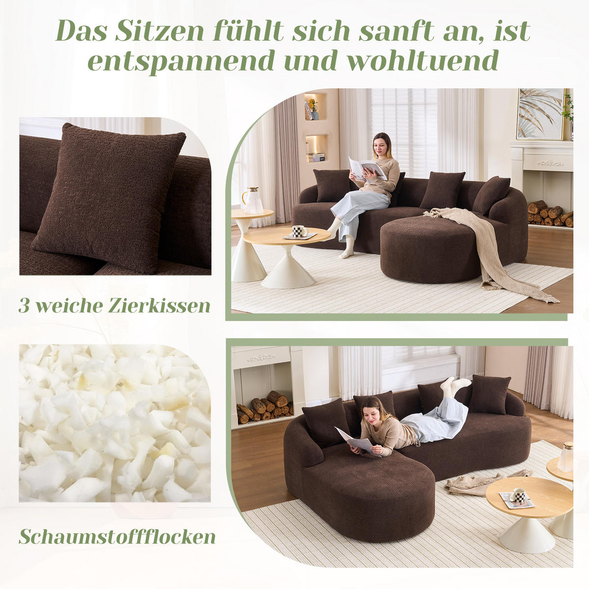 ECKSOFA 243/150/67 cm Braun Chenille - Braun, Textil (243/150cm) - Oxeza