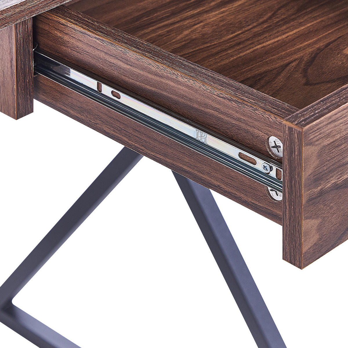 SCHREIBTISCH dunkler Holzfarbton/schwarz 120/54/79 cm Noxon - Dunkelgrau, Holzwerkstoff (54/120/79cm) - Beliani