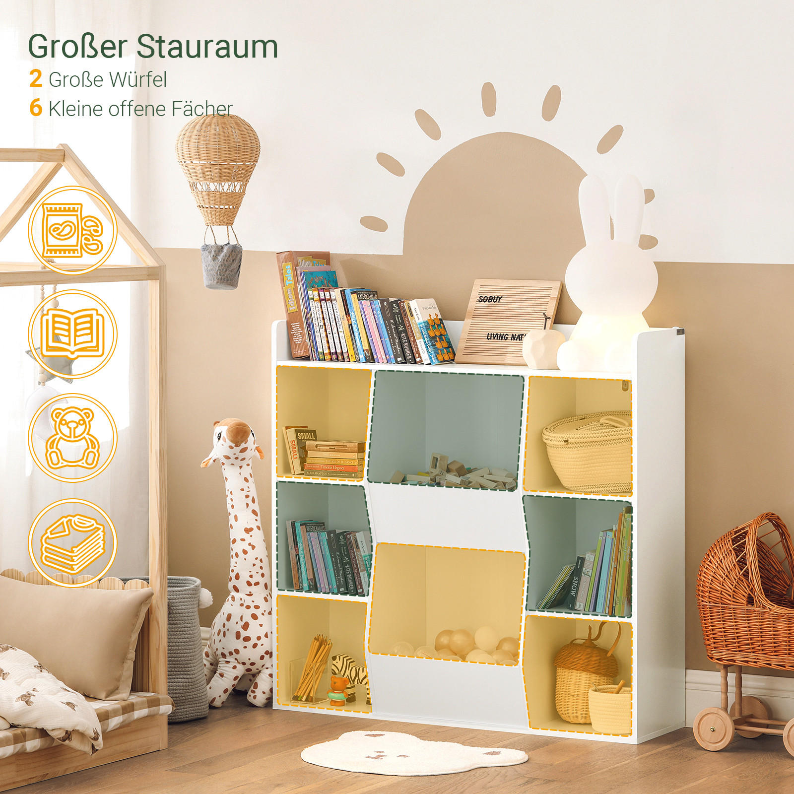 KINDERREGAL Weiß - Weiß, Holzwerkstoff (106/104/30cm) - SoBuy