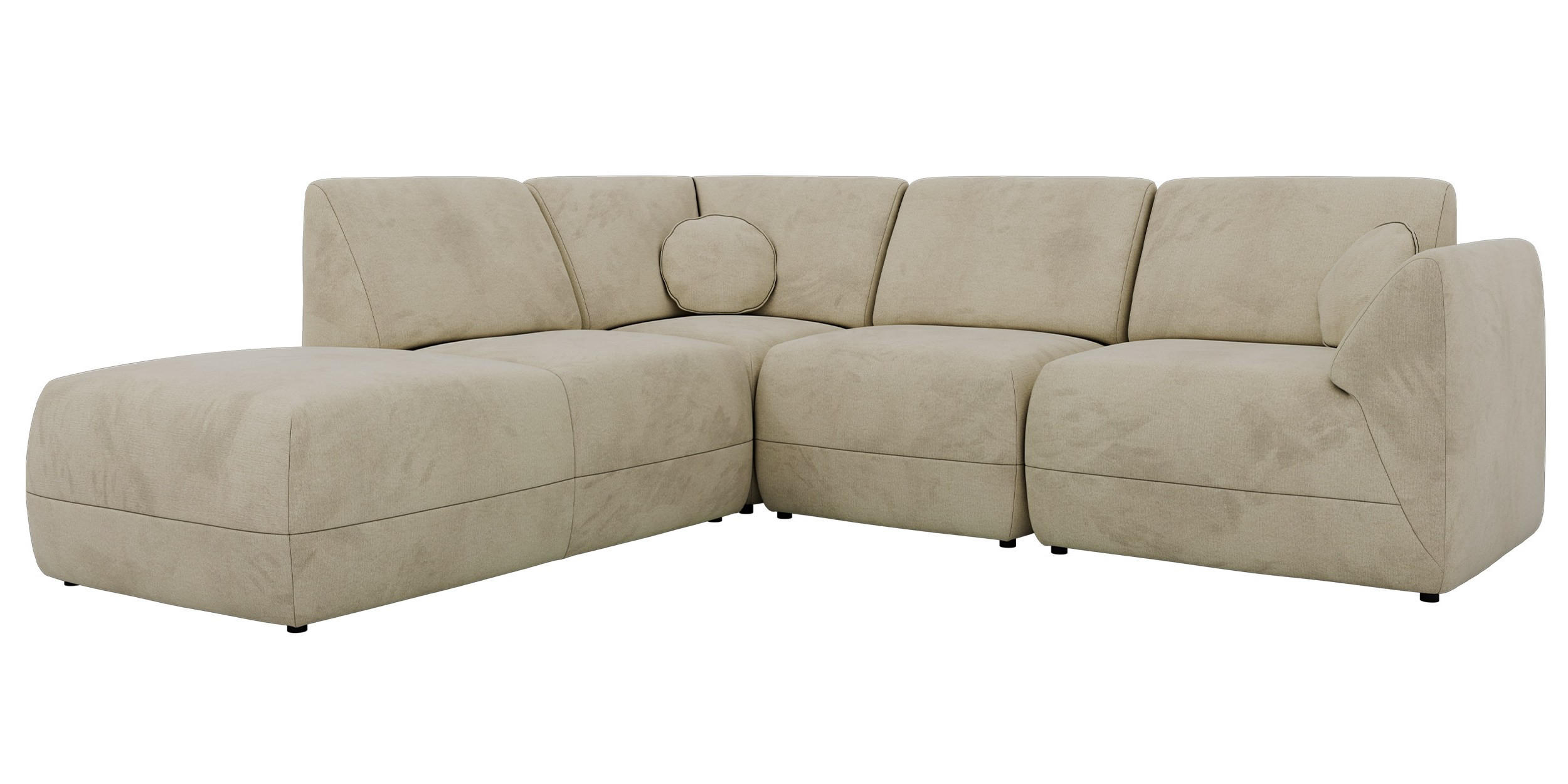 ROHOVÁ SEDAČKA NOARA 5M L Béžová Samet - Vlevo - černá/béžová, textil/plast (244/267cm) - MKS
