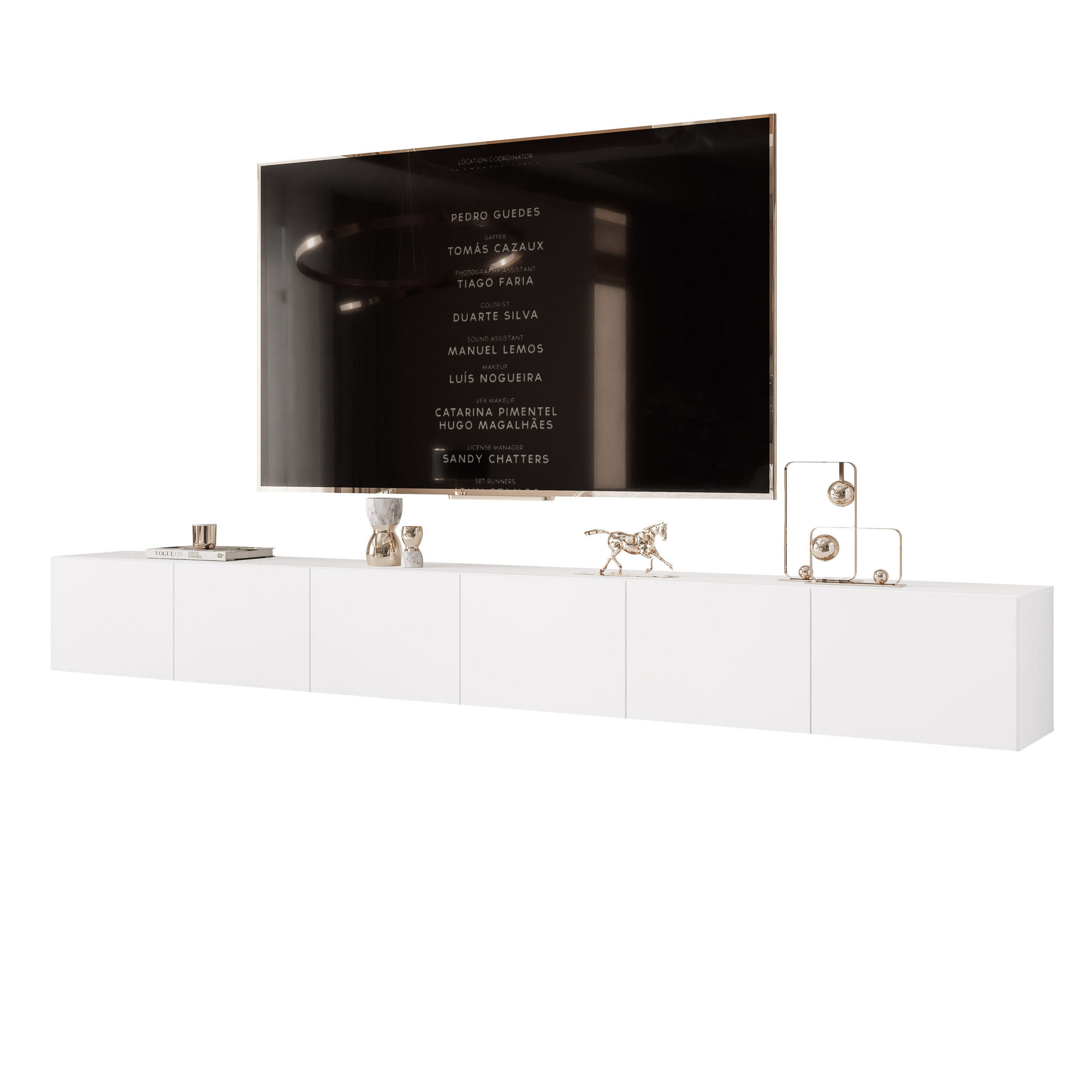 TV-LOWBOARD weiß matt, hängend mit LED-Beleuchtung - Weiß, Holzwerkstoff (300/36/40cm) - Idohome
