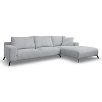 ECKSOFA Aspen in L-Form, Coach Farbe: Hellgrau, Cordstoff, Ottomane Rechts - Hellgrau, Textil (312/187cm) - VENASI MÖBEL