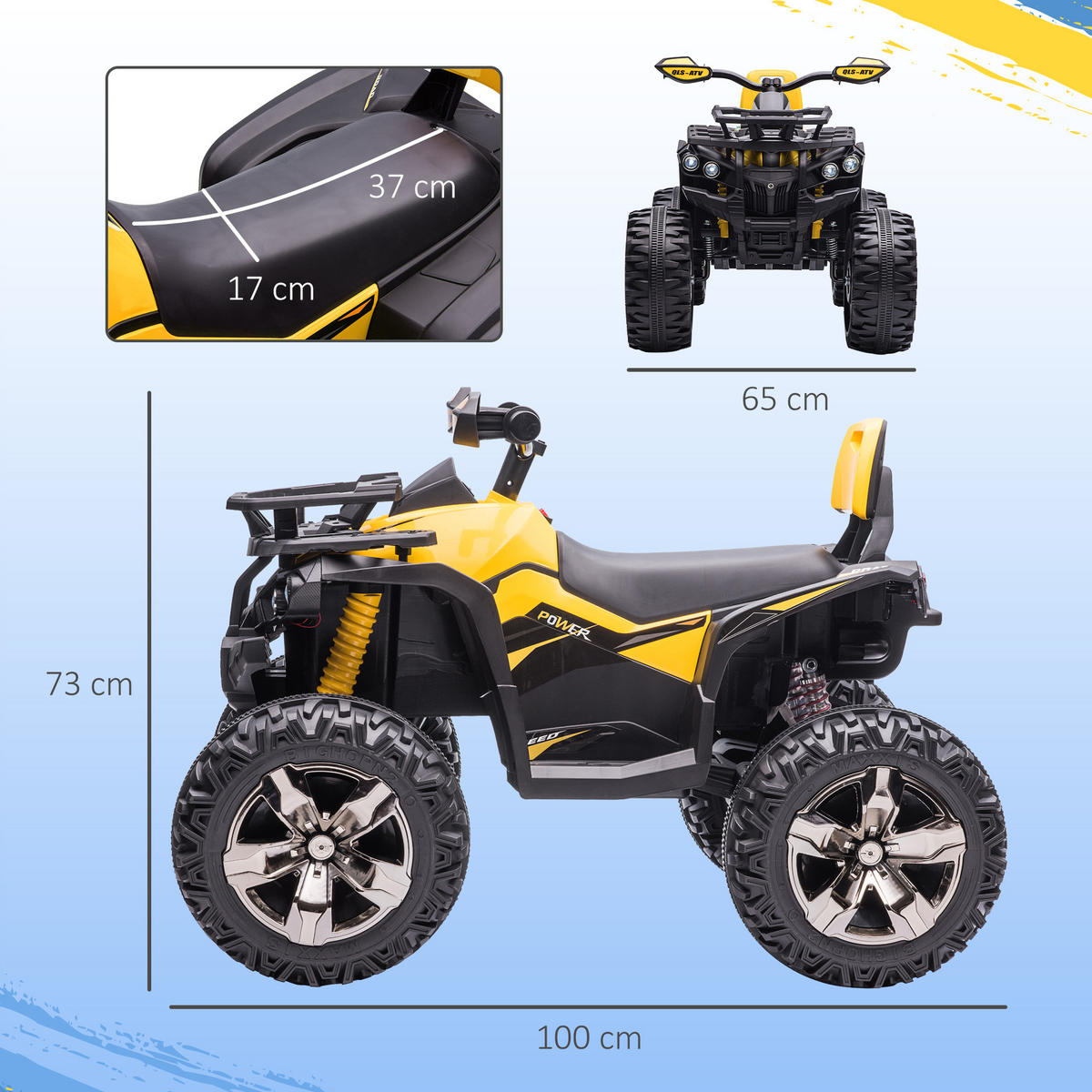 ELEKTRO-QUAD DE-13003 8 km/h Gelb/Schwarz - Gelb, Kunststoff (100/65/73cm) - ComfortXL