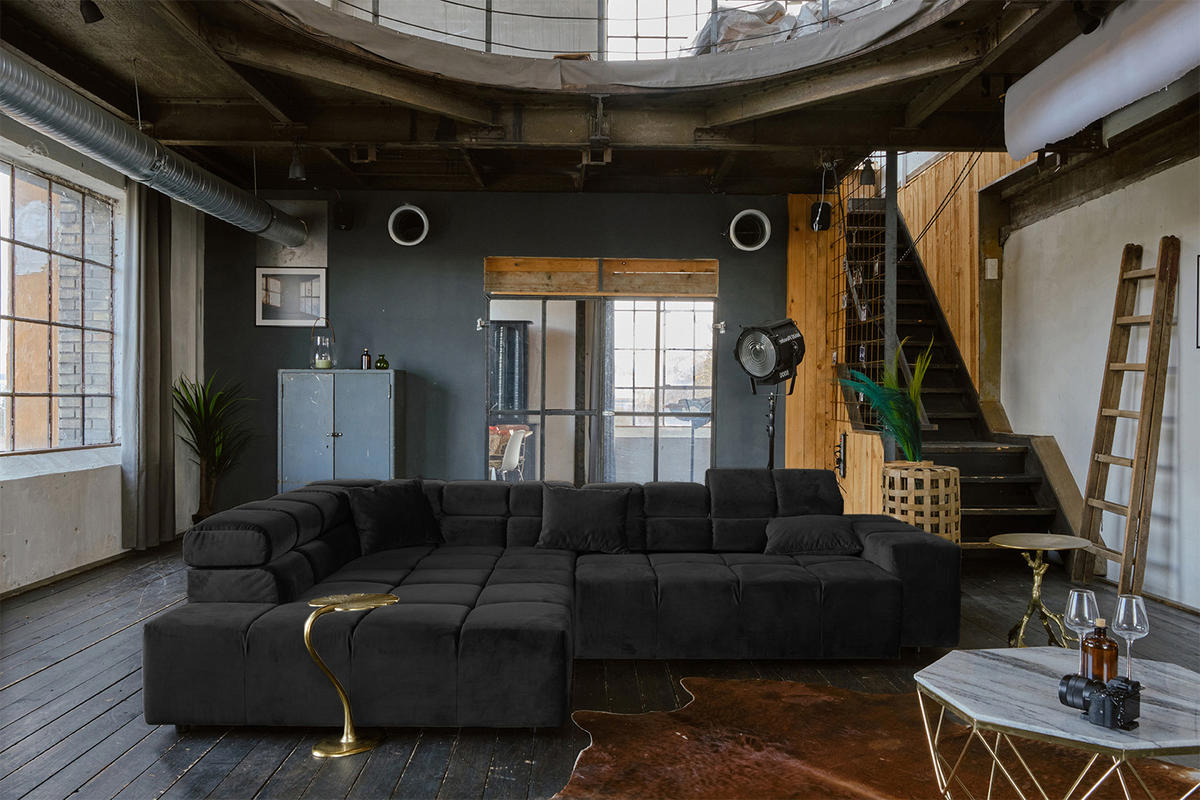 ECKSOFA MIT MOTORISCHEM SITZVORZUG NEVADA Schwarz Velvet - Schwarz, Textil (319/215cm) - KAWOLA
