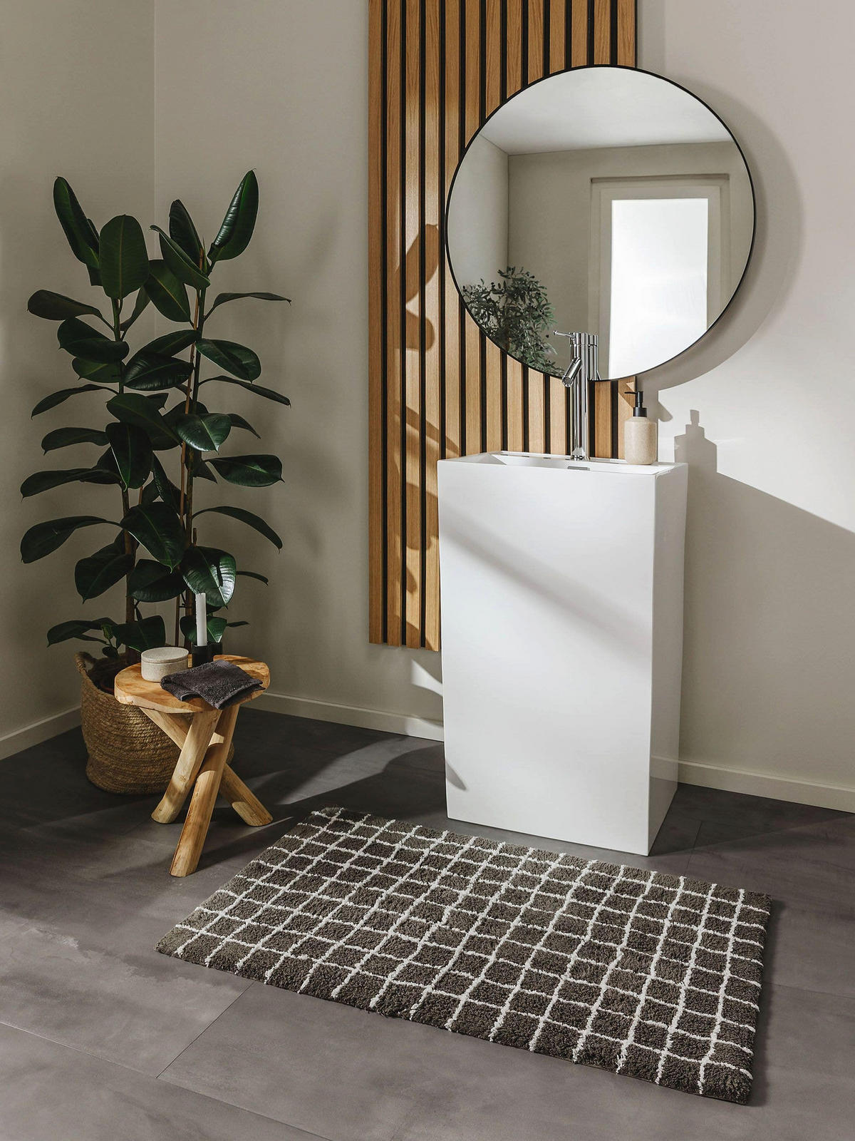 BADEMATTE Wavu Grau 70x120 cm - Grau, Textil (70/120cm) - benuta Nest
