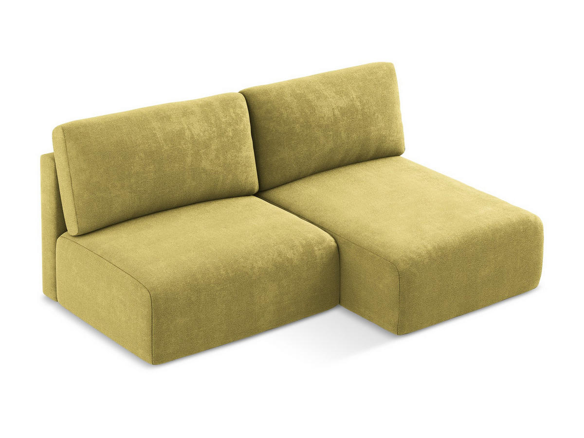 ECKSOFA mit Schlaffunktion rechts Chenille Stoff Grün - Limette/Schwarz, Kunststoff/Textil (210/149cm) - Makamii