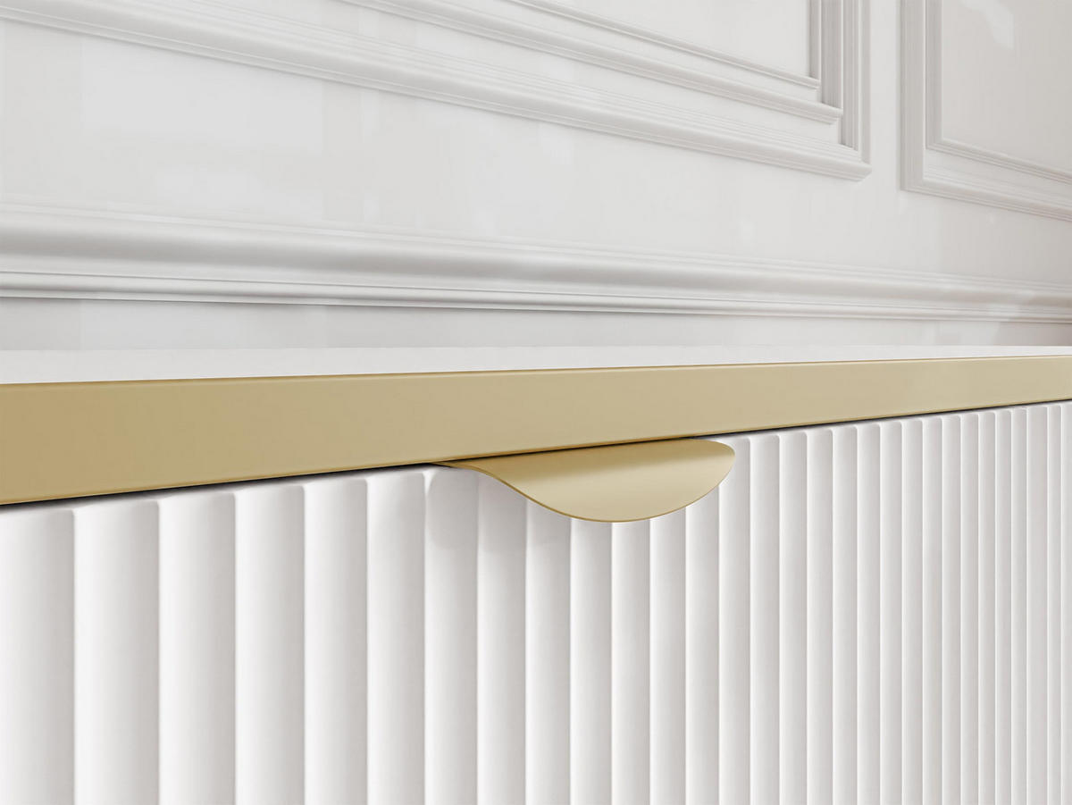 TV-LOWBOARD Werkoz 2K1S - Goldfarben/Weiß, Holzwerkstoff/Metall (181/46/35cm) - MIRJAN24