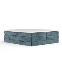 BOXSPRINGBETT Juniper Blau 200/200 cm - Blau/Schwarz, Holz/Holzwerkstoff (200/200cm) - Maison de Reve