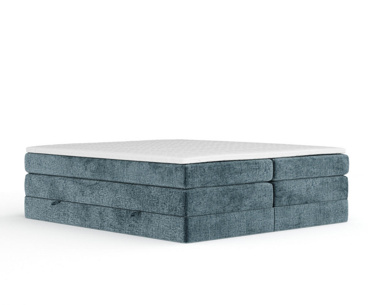 BOXSPRINGBETT Juniper Blau 200/200 cm - Blau/Schwarz, Holz/Holzwerkstoff (200/200cm) - Maison de Reve