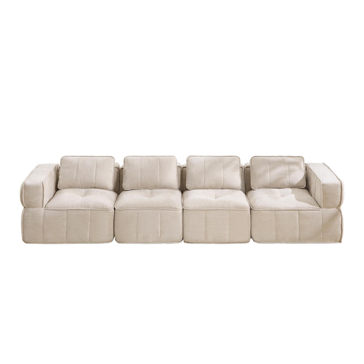 4-SITZER-SOFA DE-34428 mit stützenloses Design Beige - Beige, Textil (93/67/344cm) - ComfortXL