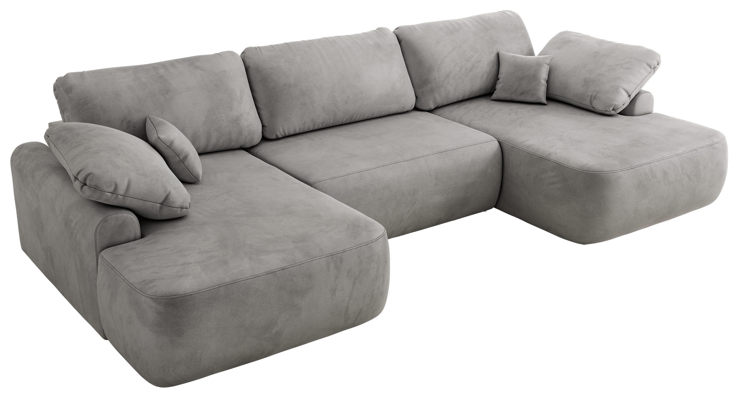 WOHNLANDSCHAFT CUBO U Hellgrau Velvet - Hellgrau/Schwarz, Kunststoff/Textil (370/100/187cm) - MKS