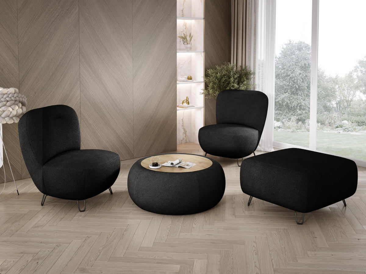 SESSEL LUIS, Skandinavischer Stil – Freistehend, 82×56×82 cm, HELLGRAU - Hellgrau/Schwarz, Holz/Textil (82/82/66cm) - DomoHome